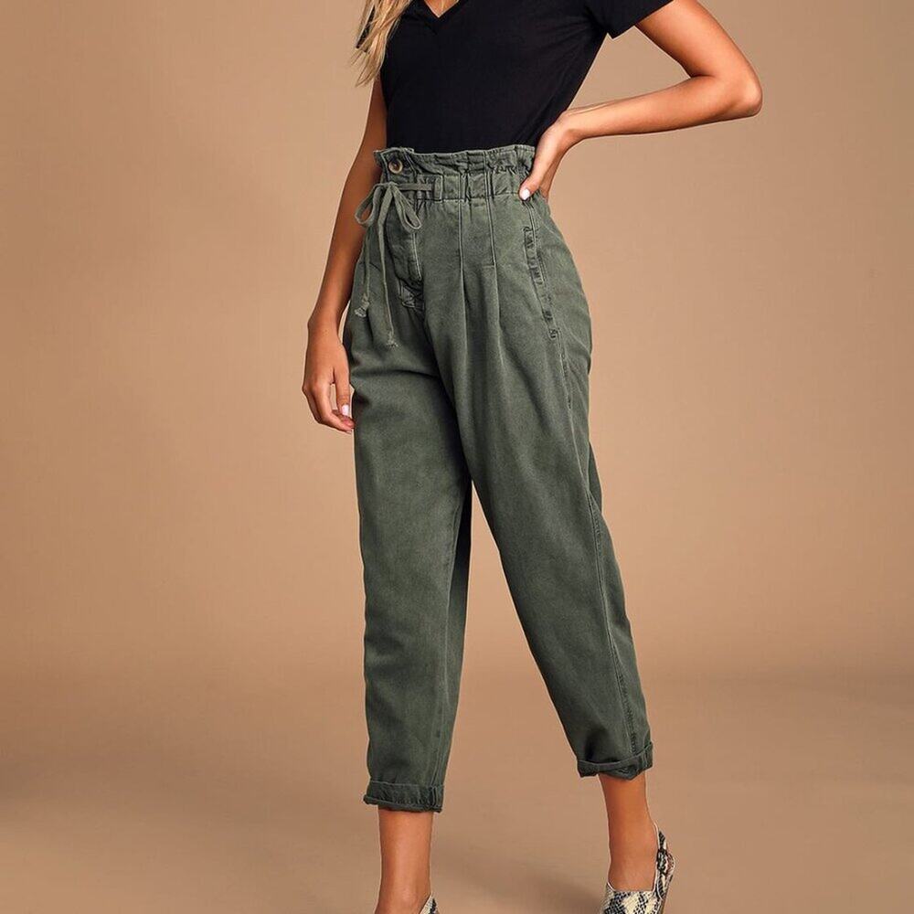 Forever 21 Green Track Pants High-Waisted Joggers XS